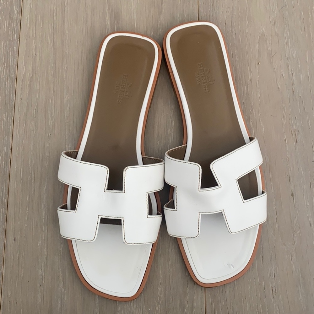 Hermès white sandals